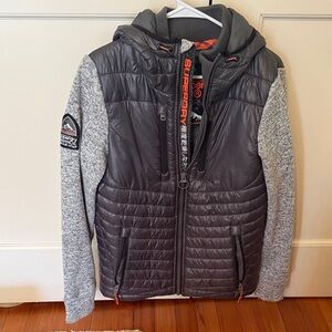 Superdry Men's Charcoal and Heather Gray Puffer Jacket